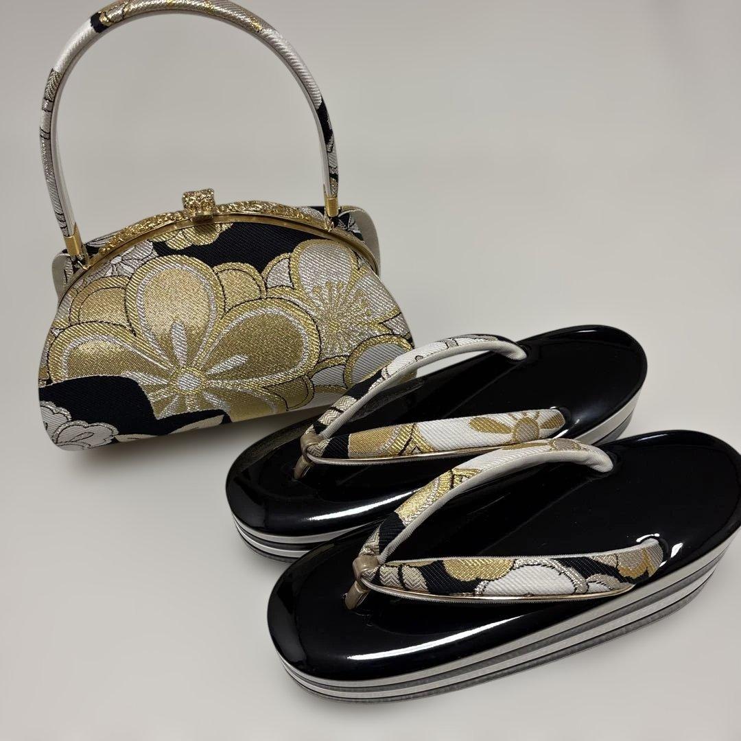 花柄バッグと草履セット　成人式　Lサイズ