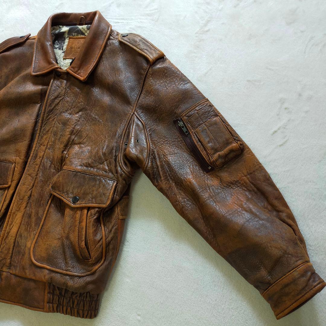 80S 90S　G-1タイプ　L　レザージャケット　フライトジャケット