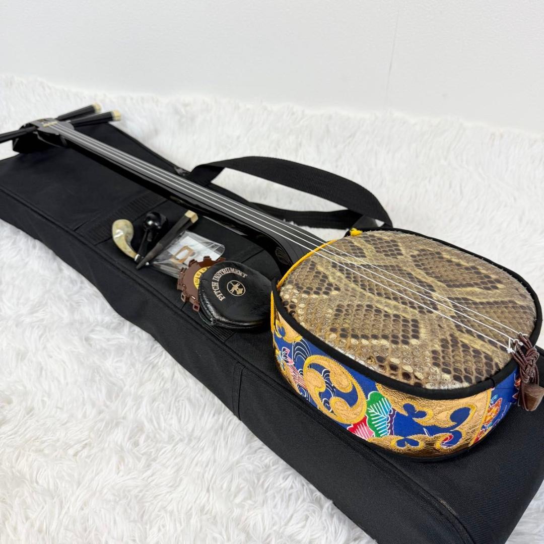 【強化張り】三線 本皮 本革 蛇皮 蛇革 沖縄 三味線 琉球 17-2