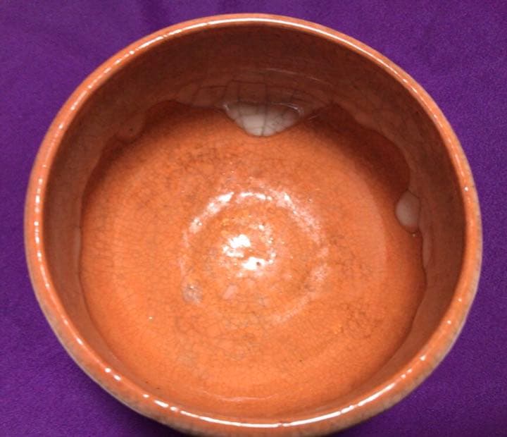 茶道具　常滑樂七　赤楽茶碗☆共箱☆おまけ湯呑み付