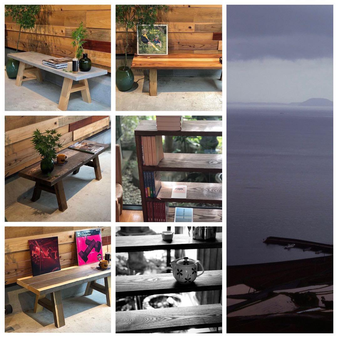 古材ベンチ　ウレタン塗装