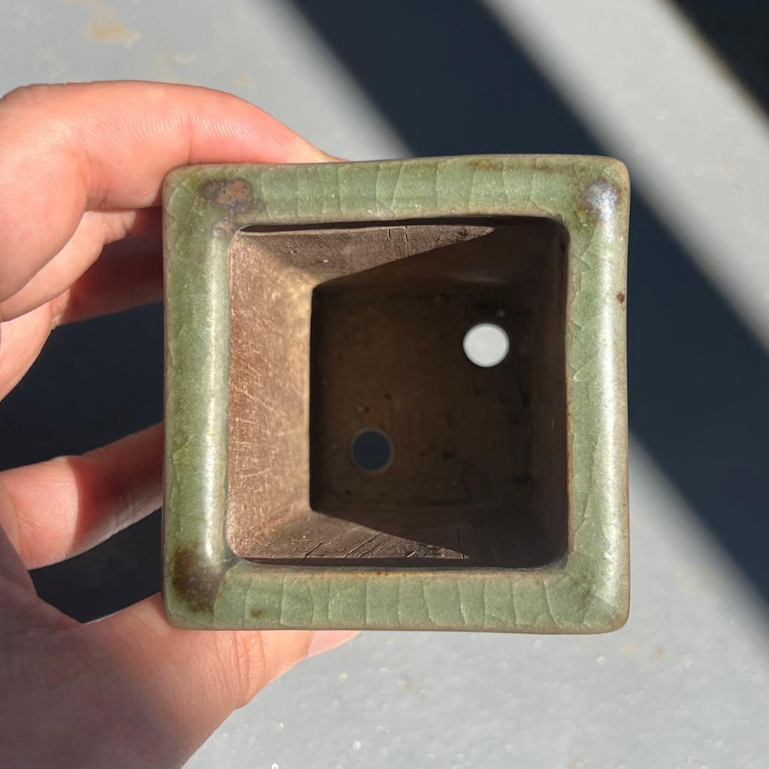 771.平安虹泉 雲足正方 盆栽鉢 植木鉢 6.5*6.5*7.9cm