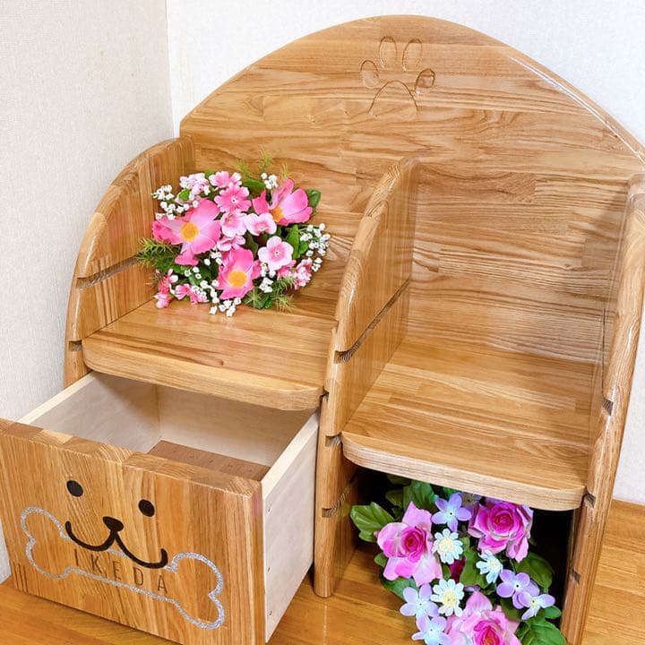 高級食器スタンド 犬用 ペット オーダーメイド 大型犬用 名前彫刻  贈り物