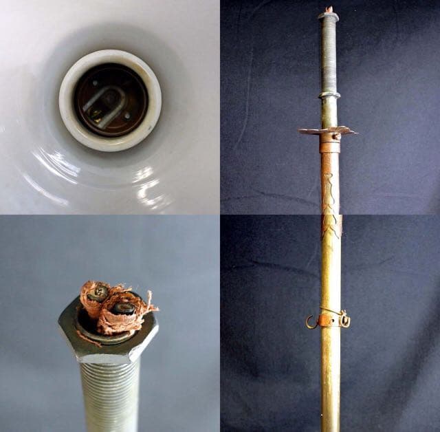 三灯式　和製　シャンデリア　骨董　電笠