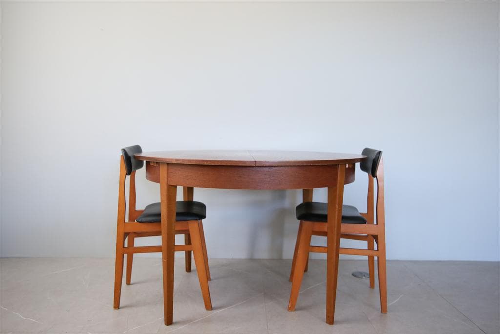 英国アンティーク伸張式ラウンドダイニングテーブル/エクステンション机89-113