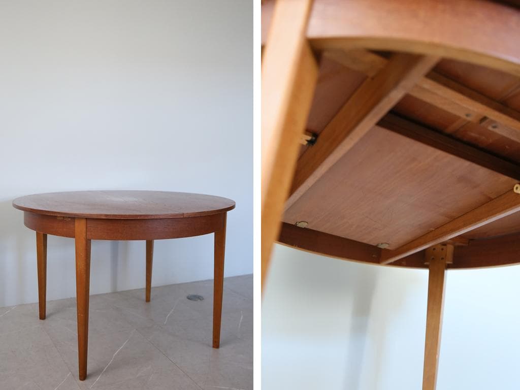 英国アンティーク伸張式ラウンドダイニングテーブル/エクステンション机89-113