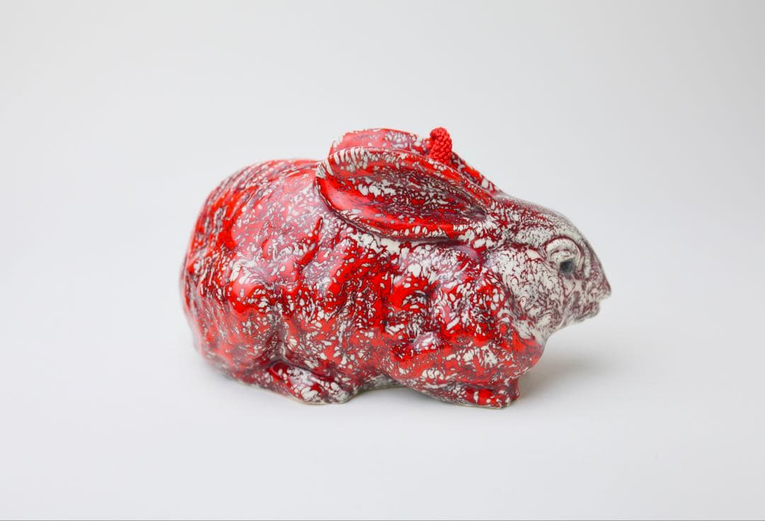 箕面焼　松田箕山　兎　置き物