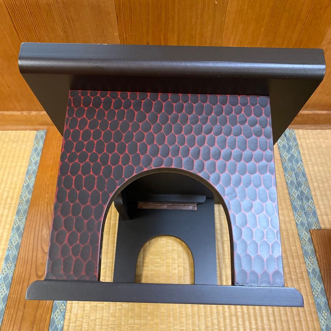 文机　鎌倉彫　花柄　折りたたみ　レトロモダン　昭和レトロ　花台　写経台　伝統工芸