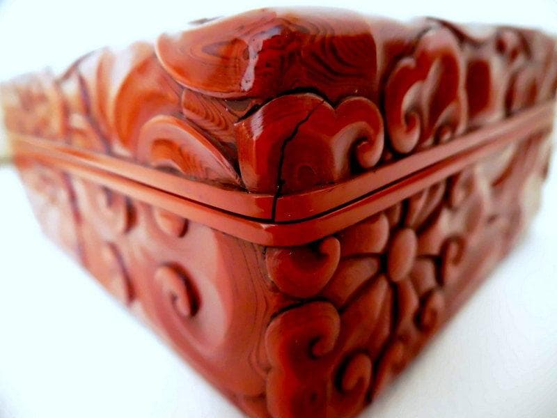 文化遺産★高岡漆器　石井勇介造　花文堆朱勇助塗 小箱 博物館 希少