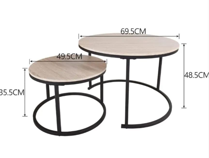 FOUBAM ラウンドコーヒーテーブル　2個セット