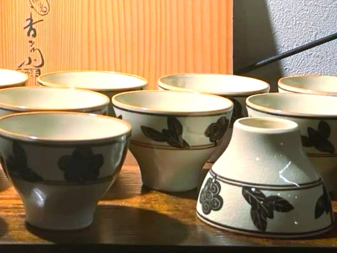 四代 宮川香斎 絵高麗 吸出　茶碗　13客/共箱