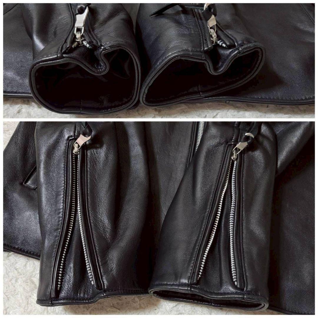 美品✨　ナノユニバース シングルライダース ラムレザージャケット XL 黒 羊革