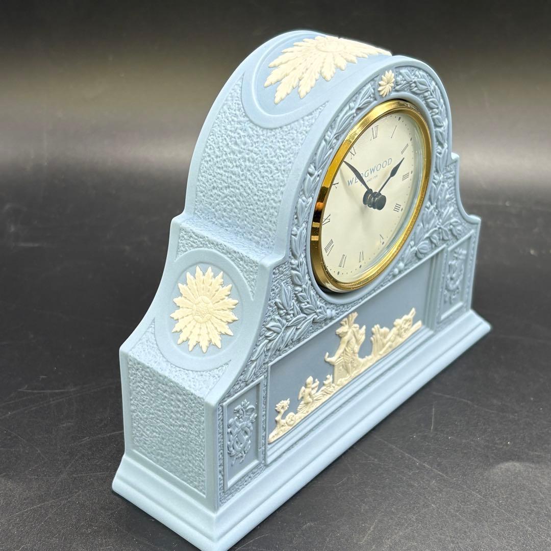 箱付き ウェッジウッド 置時計 　ペールマントルクロック　ブルー　no.177