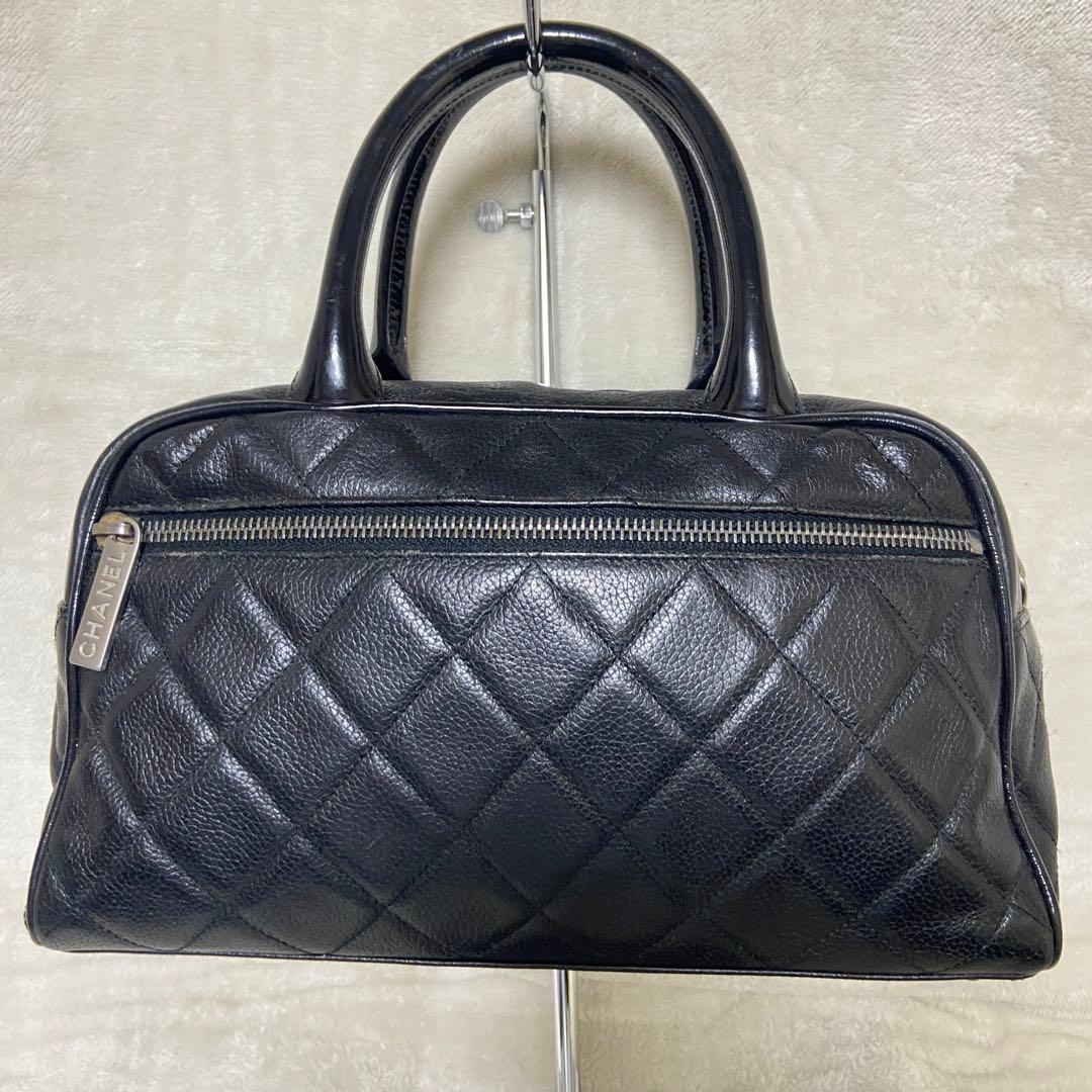 正規品　CHANEL ミニボストン　キャビアスキン　レザーバッグ