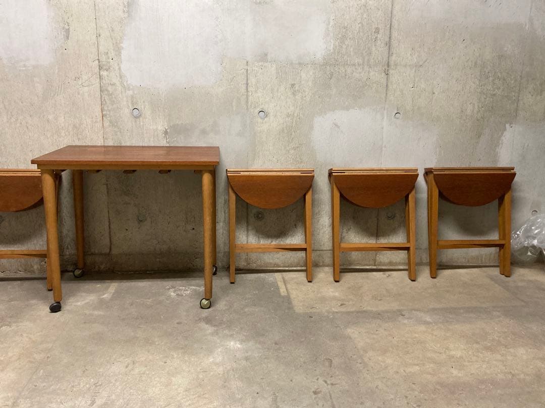 名作! デンマーク60s ネスト テーブル 折りたたみ ヴィンテージ 木製