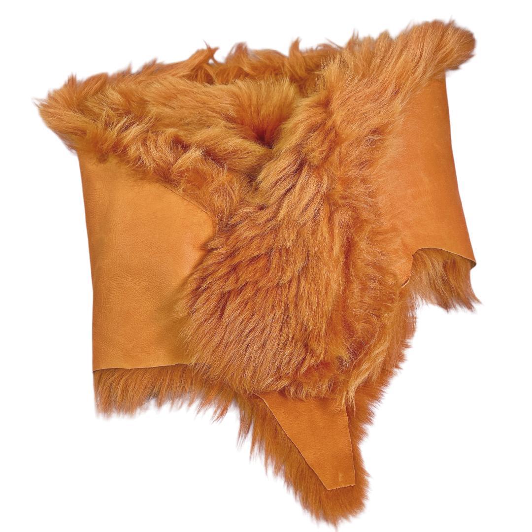 新品 カールドノヒュー ムートンマフラー ストール AMBER オレンジブラウン