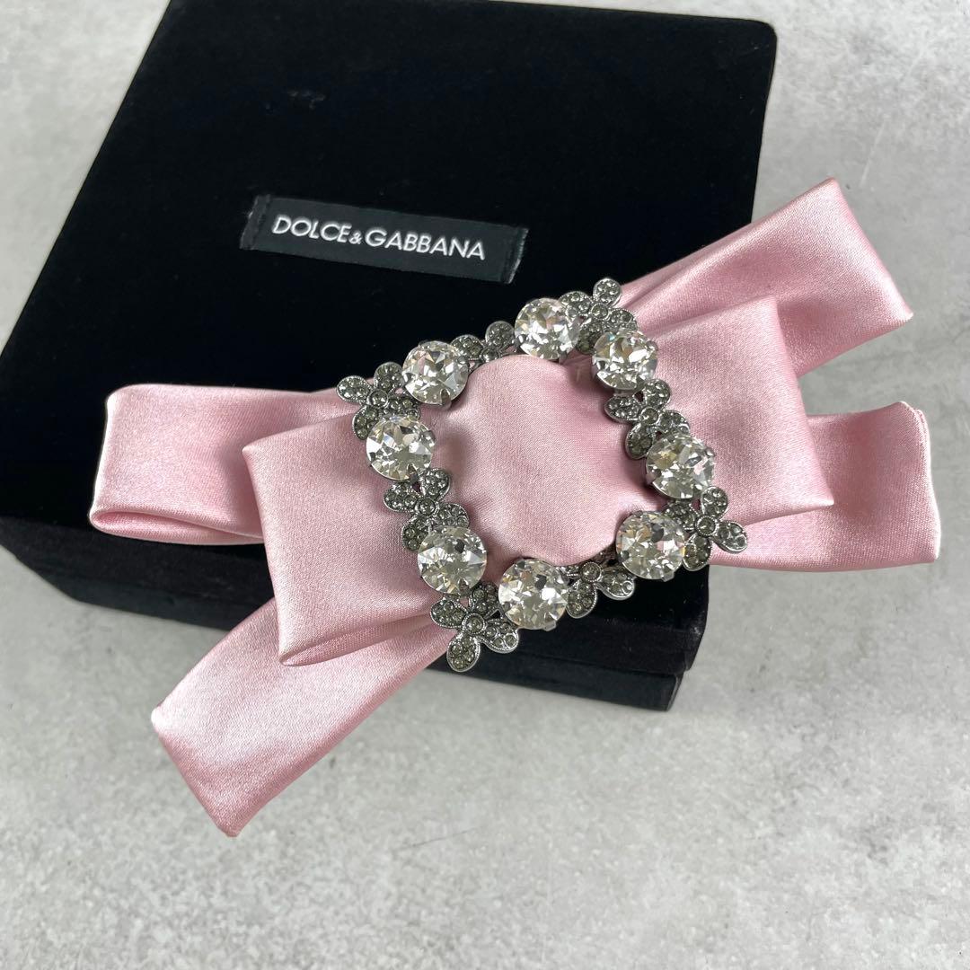 極美品✨ ドルチェアンドガッバーナ バレッタ ビジュー ○箱付き ピンク