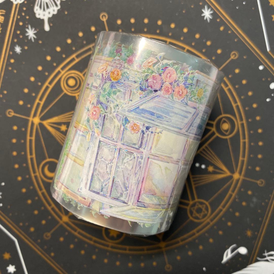 【A1】海外　10m巻　貝殻光/PETマスキングテープ　装飾系/背景系/お花系