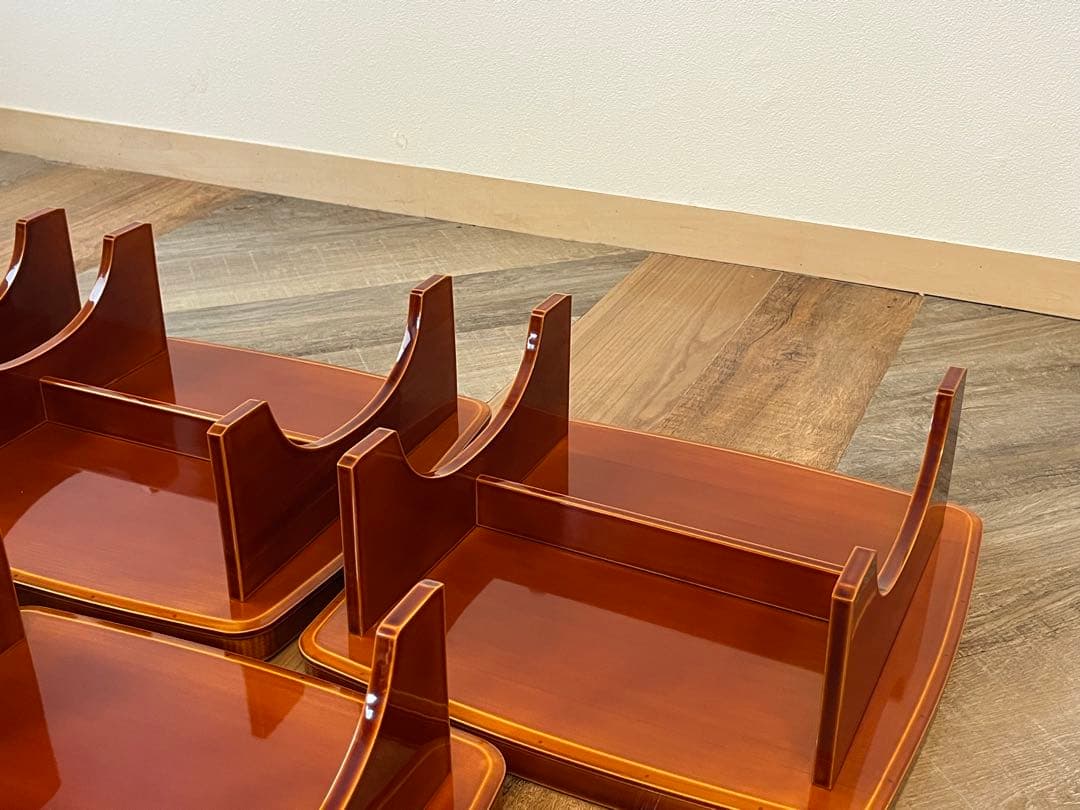 【ほぼ未使用 美品】飛騨 春慶塗 山野草会席膳 5客 共箱 茶懐石