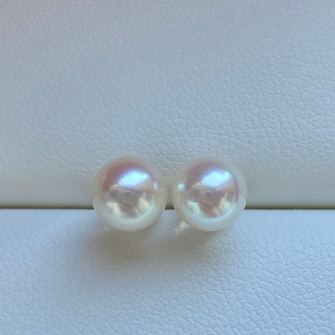 1804 あこや真珠　K18 テリ良い　6.5-7mmパールピアス　Aly手作