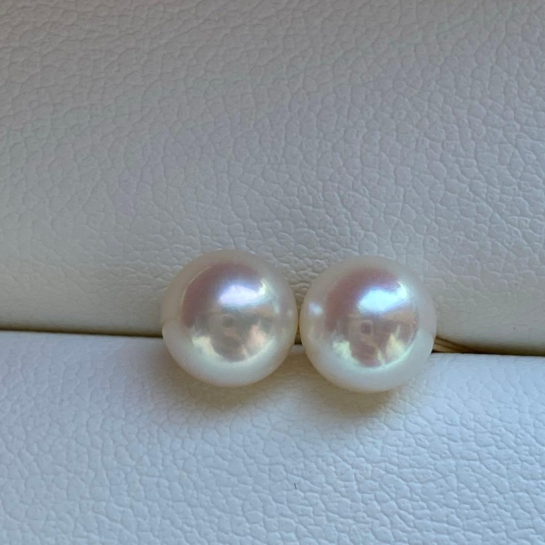 1804 あこや真珠　K18 テリ良い　6.5-7mmパールピアス　Aly手作