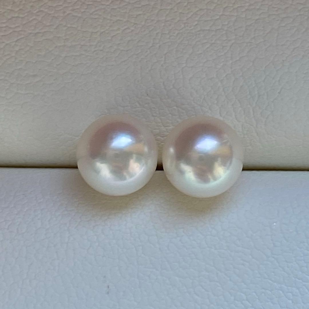 1804 あこや真珠　K18 テリ良い　6.5-7mmパールピアス　Aly手作