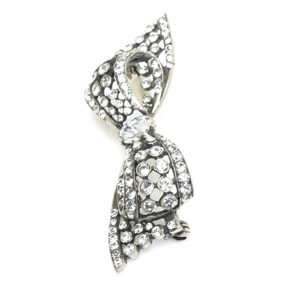 フォクシー リボン ブローチ ラインストーン FOXEY