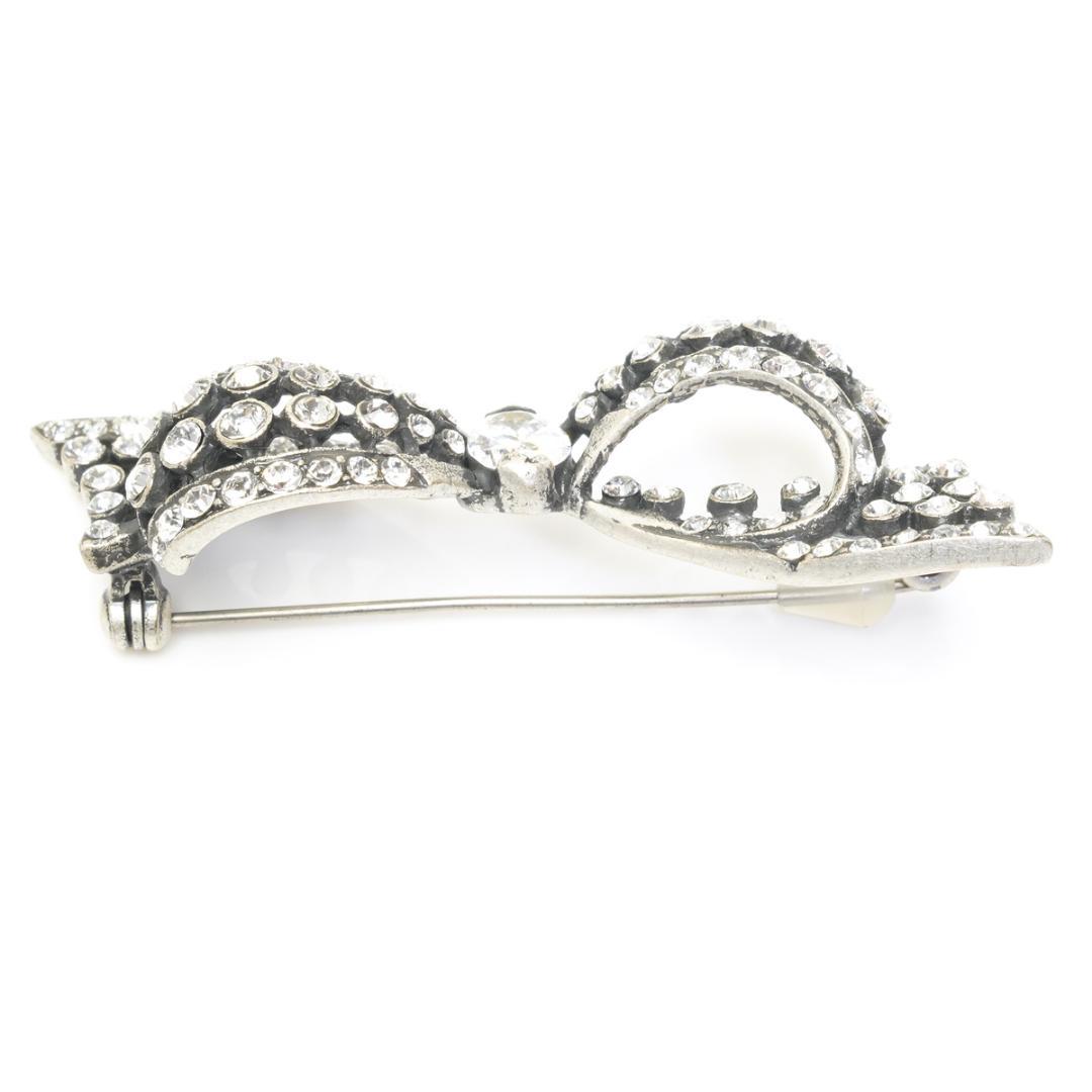 フォクシー リボン ブローチ ラインストーン FOXEY