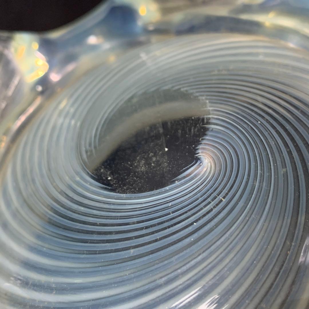 K644⭐︎乳白ぼかし 優美なドレープ イエロー 螺旋模様 和ガラス 糸巻柄