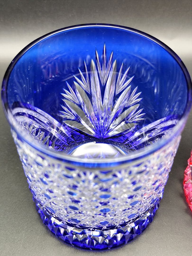 超希少品☆江戸切子 木村泰典 ロックグラス 瑠璃色（切子 江戸切子 薩摩切子）