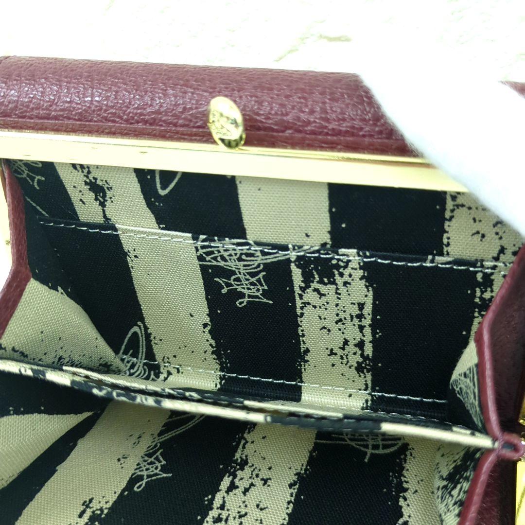 ヴィヴィアンウエストウッド/三つ折り財布/がま口タイプ/ワインレッド系　「美品」