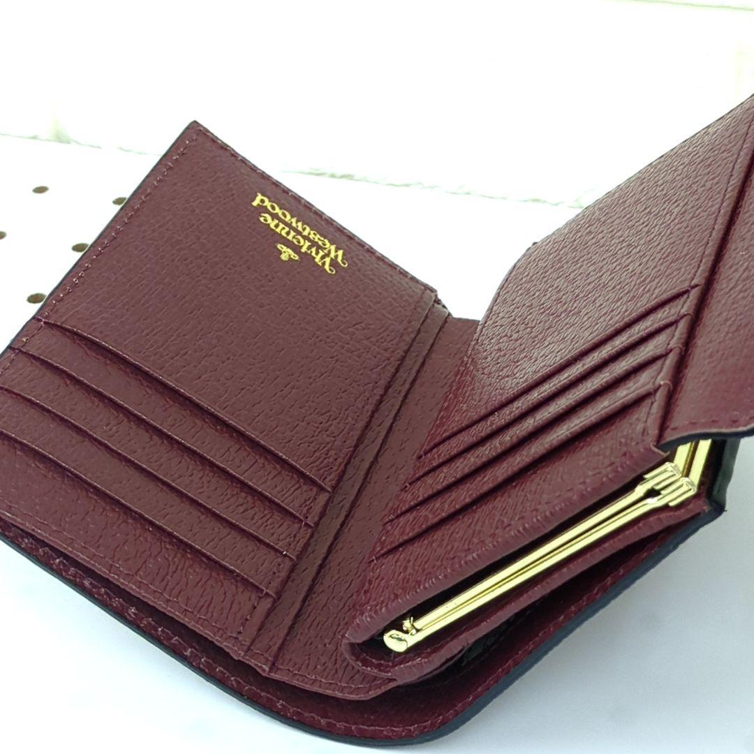 ヴィヴィアンウエストウッド/三つ折り財布/がま口タイプ/ワインレッド系　「美品」