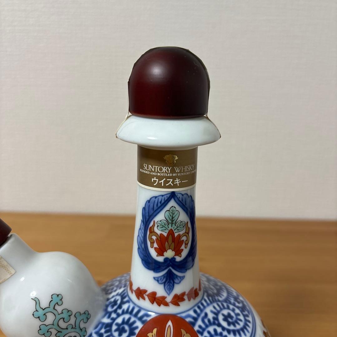 サントリー ウイスキー　有田焼　染錦福寿文乳首徳利瓶 未開栓　訳あり　コルク折れ