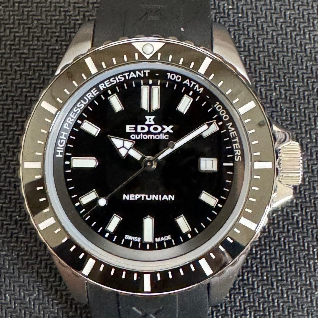 EDOX　エドックス　スカイダイバーネプチュニアン　NEWロゴ　ブラック　美品