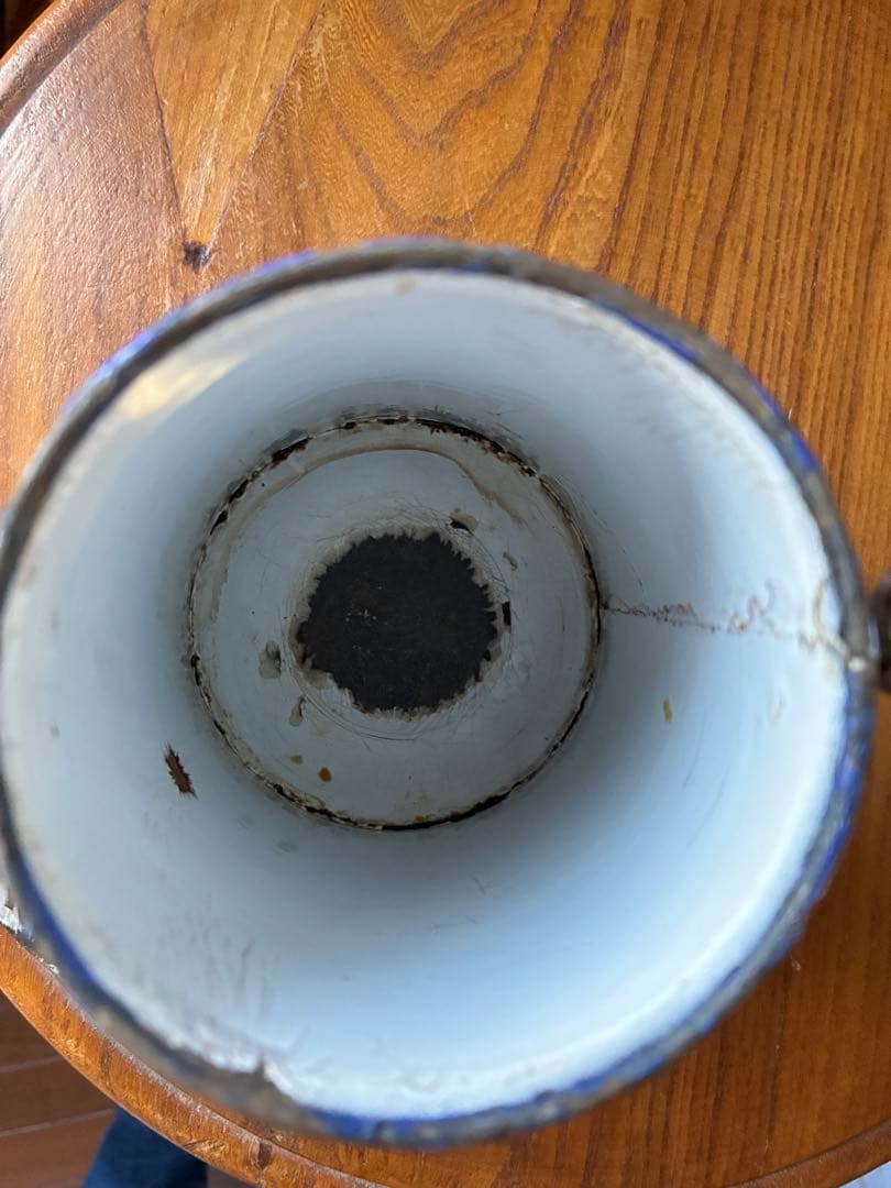 フランス　アンティーク ホーロー ミルク　ポット　キャリー 缶ホワイト　シャビー