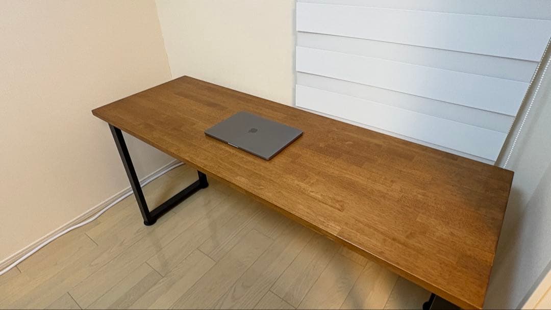 kanademon デスク/ラバーウッド ブラウン × Black Steel