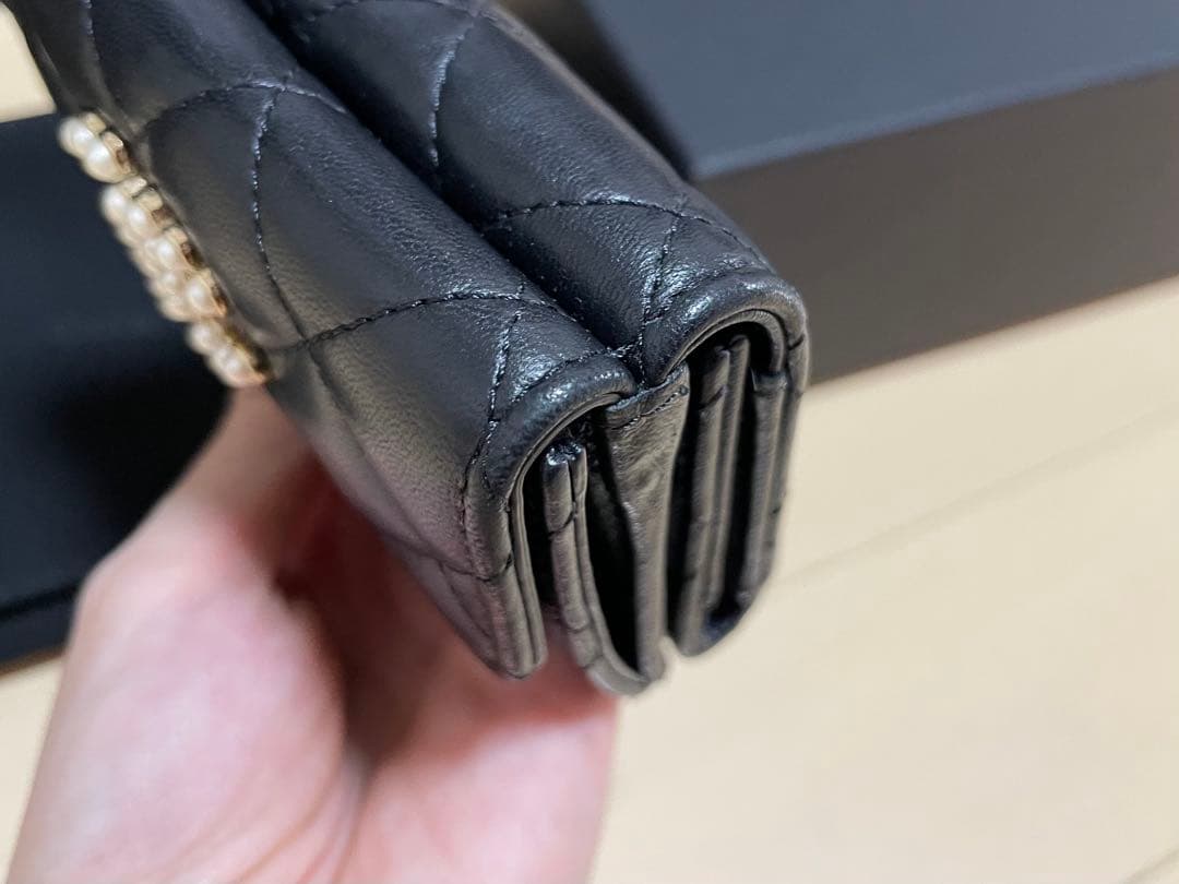 CHANEL ラムスキン スモールフラップウォレット AP3808 ブラック