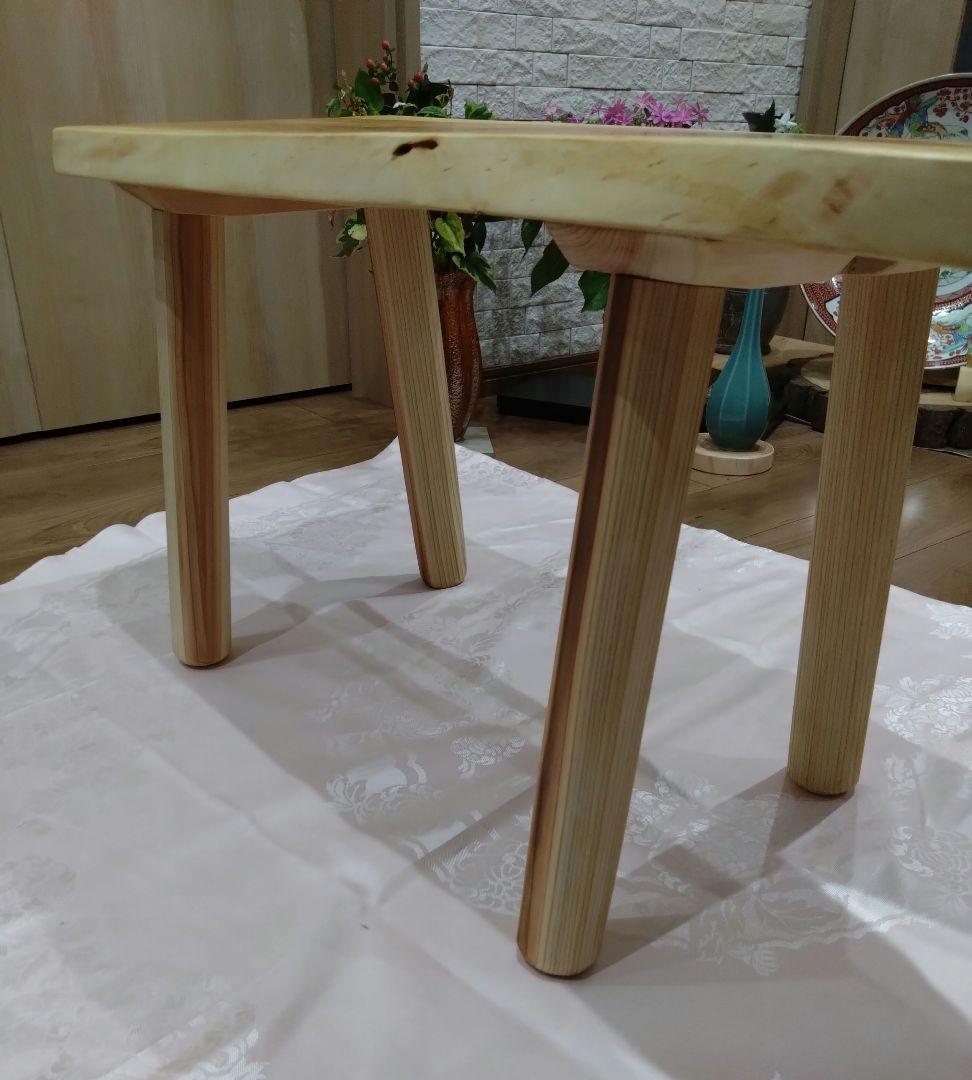 桜の木のローテーブル⑭　値下げ❕桜の模様が綺麗な耳付テーブル　リビング、ソファー