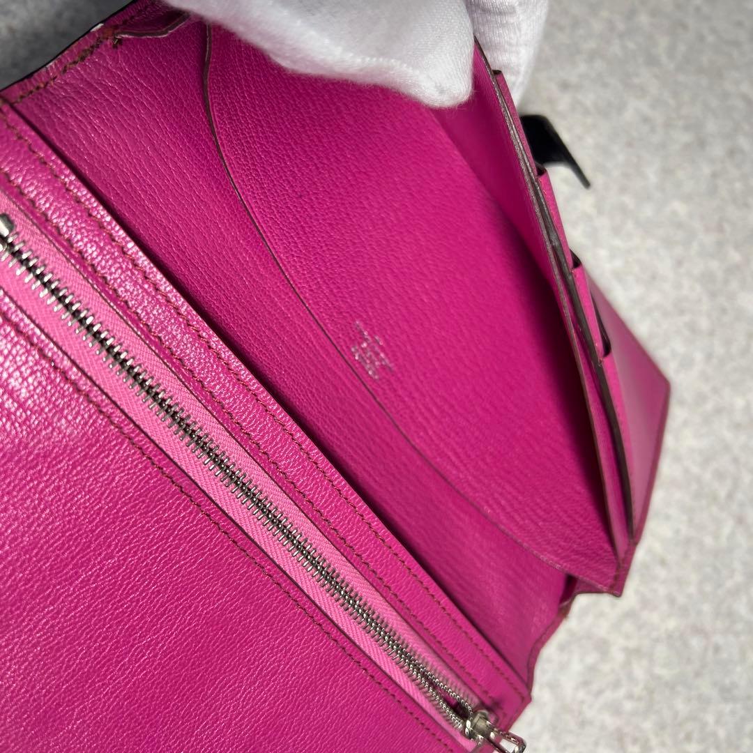 【希少】 HERMES べアンスフレリザード2つ折り長財布シルバー金具ブラック