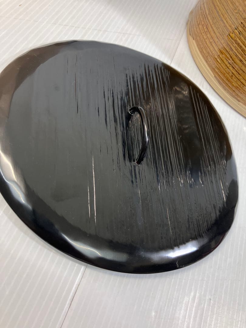 美品！亀井楽山　高取水指　片木目塗蓋　木具師　萬象　共箱