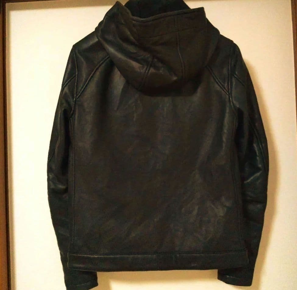 ヒステリックグラマー■フード付きレザーライダースジャケット■定価84000円