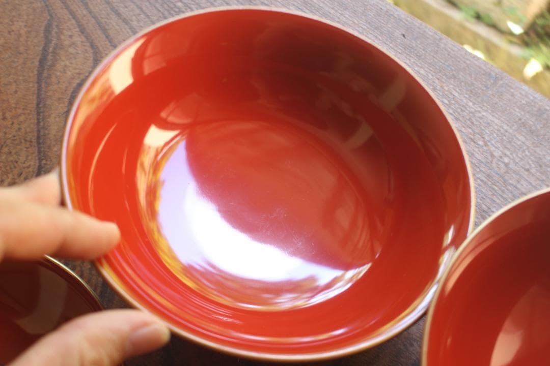 デッドストック！上質金縁朱漆に極上宝珠龍蒔絵の映えるお椀2点（検輪島塗京塗懐石椀