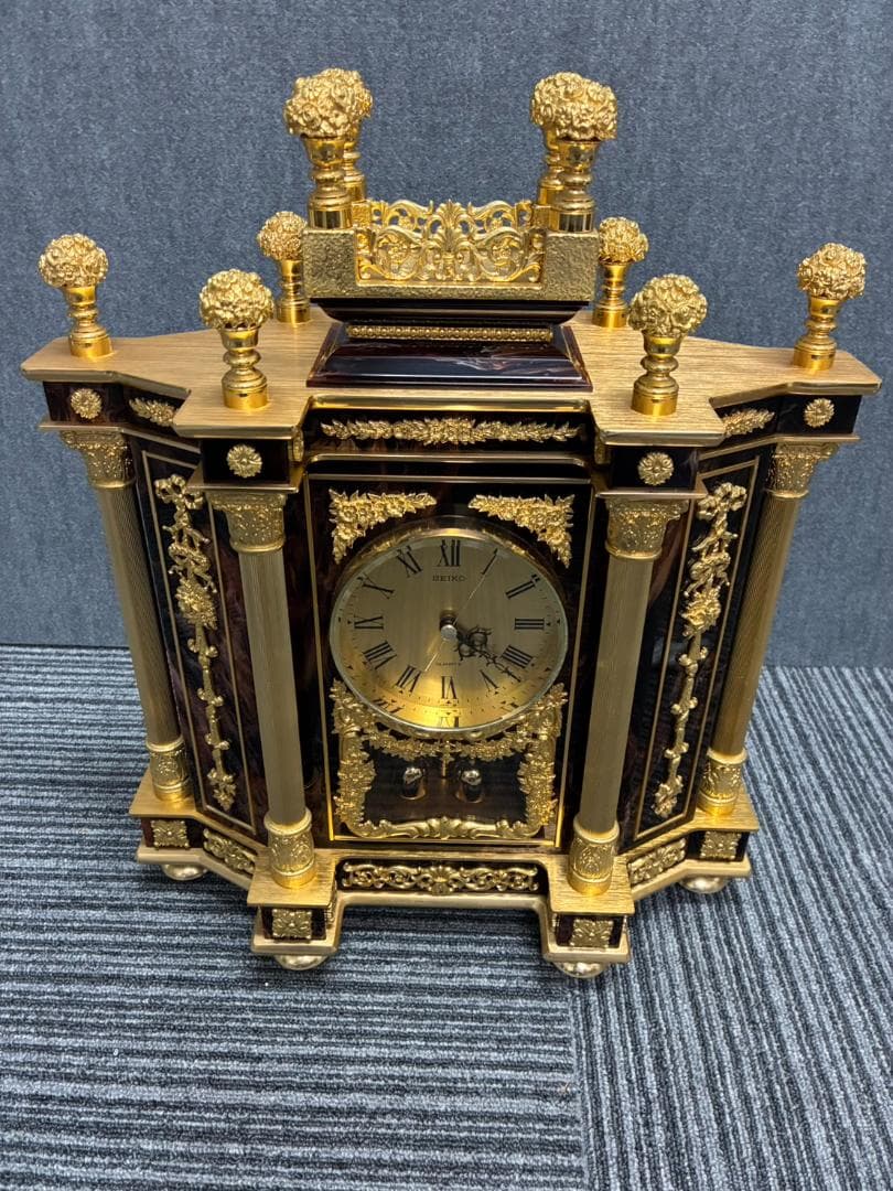 【動作確認済・送料込】SEIKO　置時計　宮殿　回転振子　クォーツ　QW427M