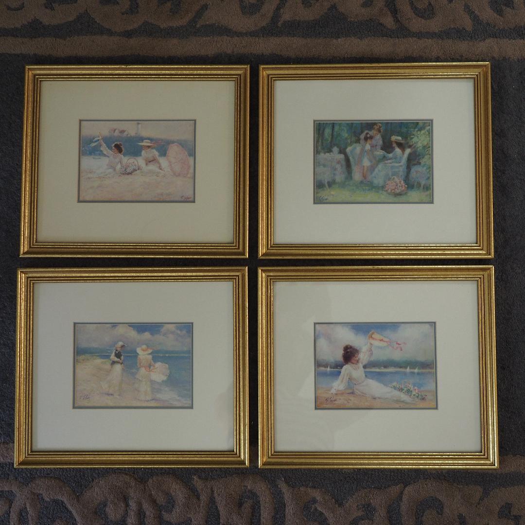 リチャード・トーランの絵画４点セット　ビクトリア時代の女性　新品・未使用送料無料