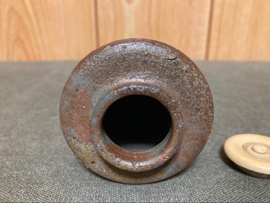 木村長十郎 友敬作 備前肩衝茶入 茶道具 (検索 古備前