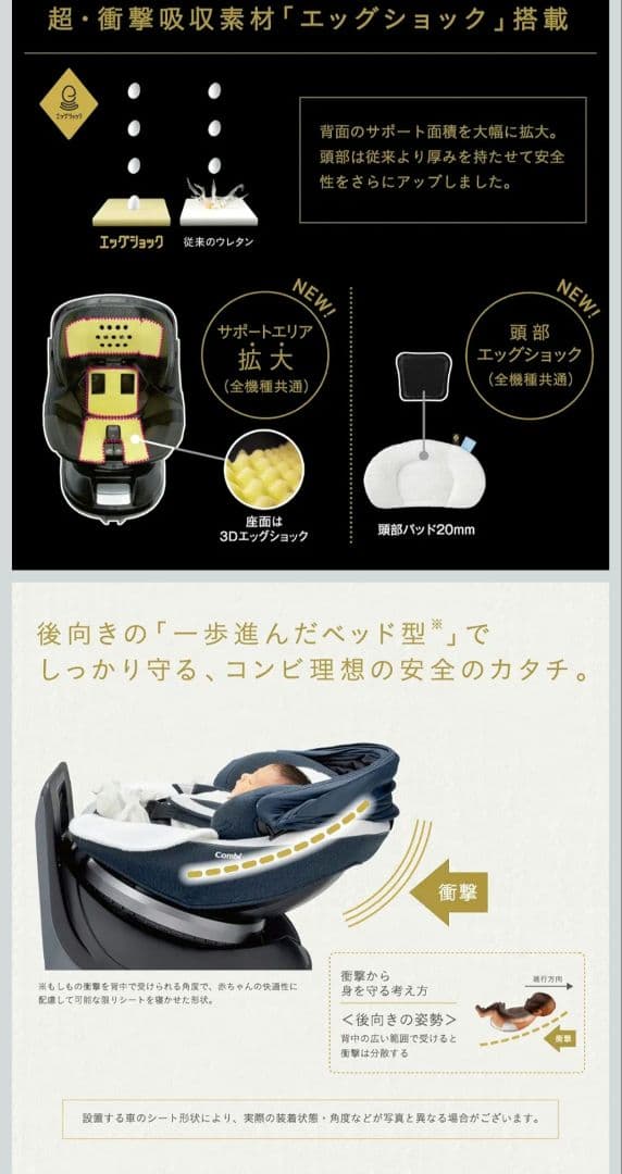 コンビ ホワイトレーベル クルムーヴスマート ISOFIX エッグショック 美品