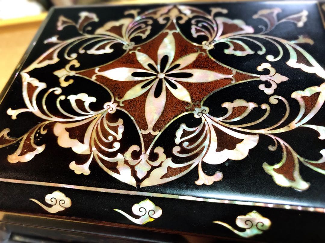 骨董品100年もの螺鈿細工箱　時代物漆器 古美術