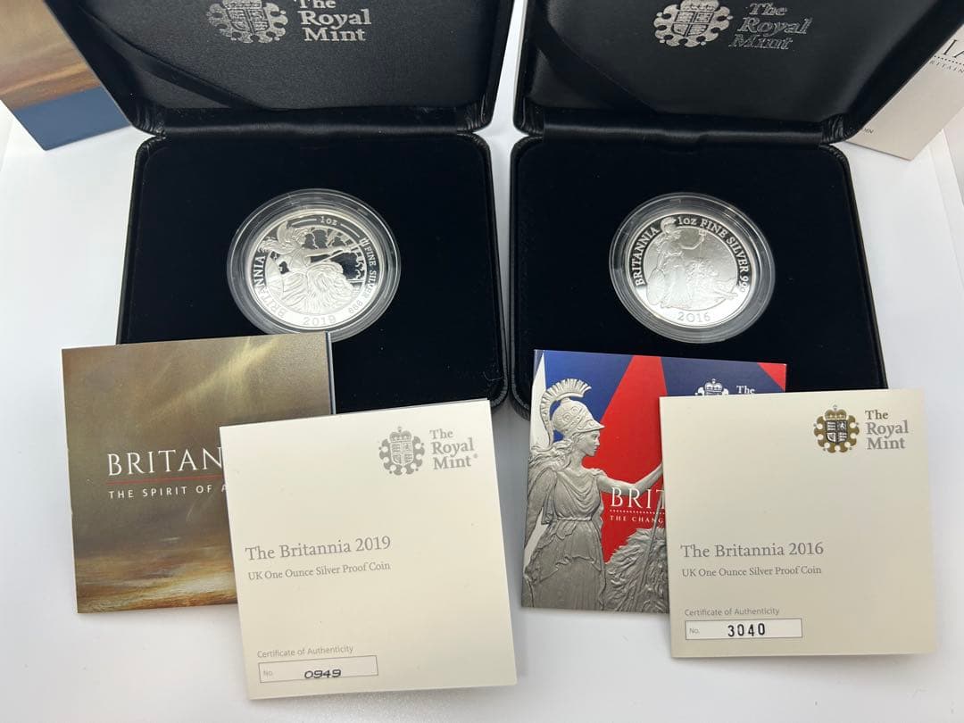 美品　ブリタニア 1オンス銀プルーフ 2016年　2019年　銀