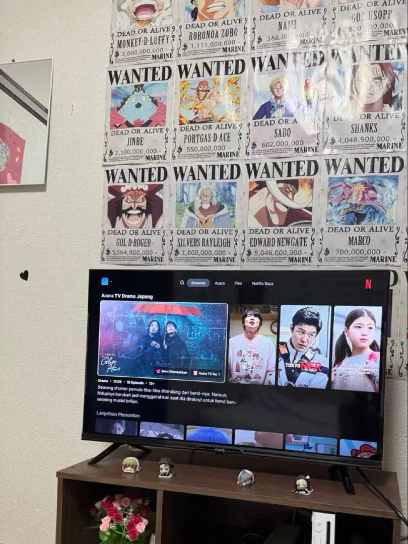 Netflix対応テレビとCHIQキャビネット32インチ