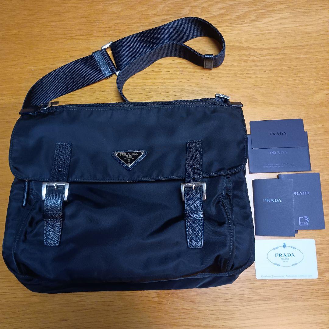 【美品】PRADA ブラック ショルダーバッグ ナイロン 1BD671